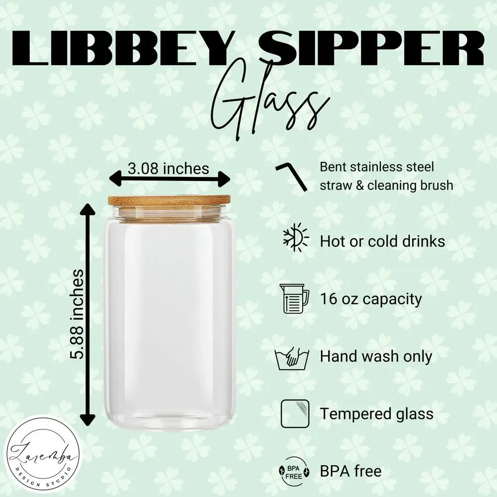 Lucky Lucky Lucky & Blessed Libbey Cup, St. Patrick's Day Beer Can Glass, Clover